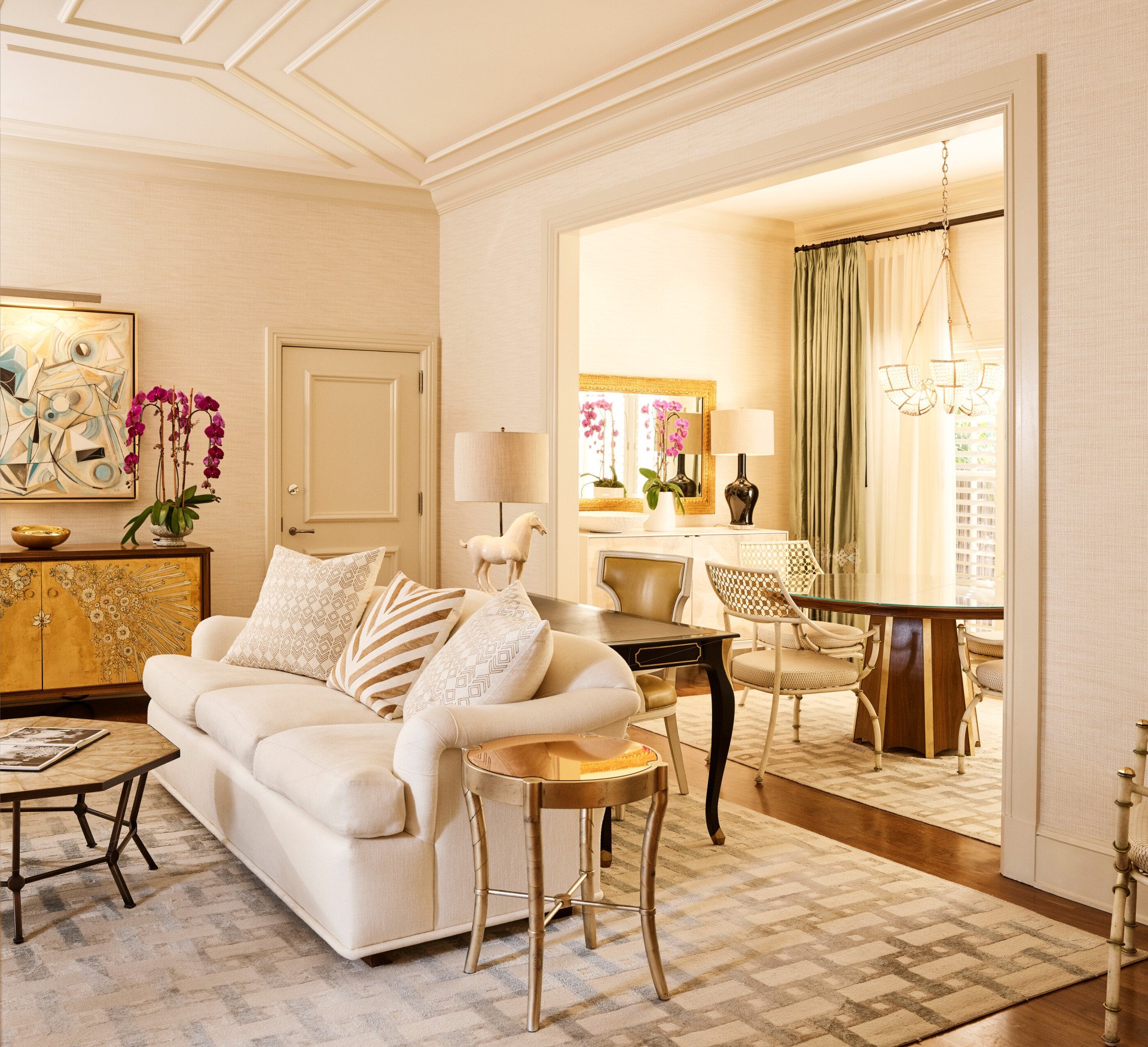 Bungalow 5A Living Room and Dining Room at The Beverly Hills Hotel, Los Angeles 