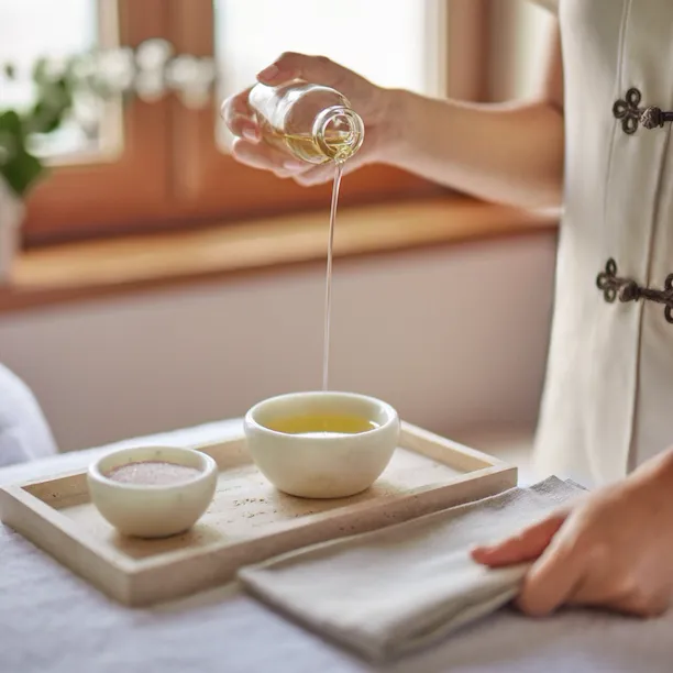 terapista della spa che prepara gli oli per i massaggi