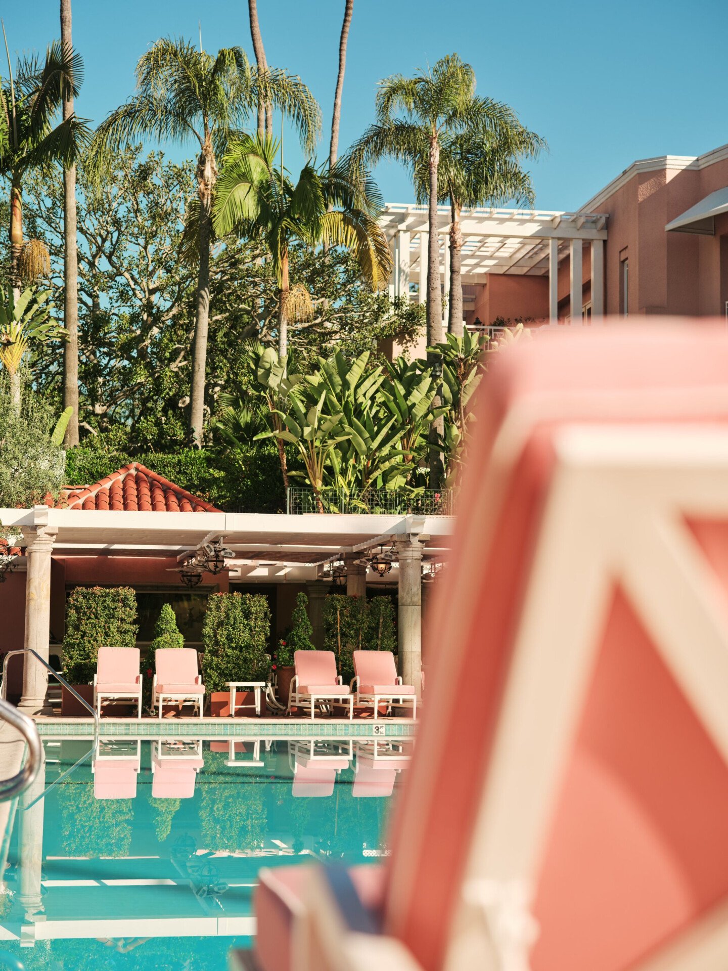 pink pool lounger moment