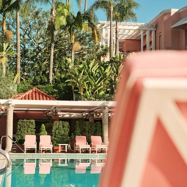 pink pool lounger moment