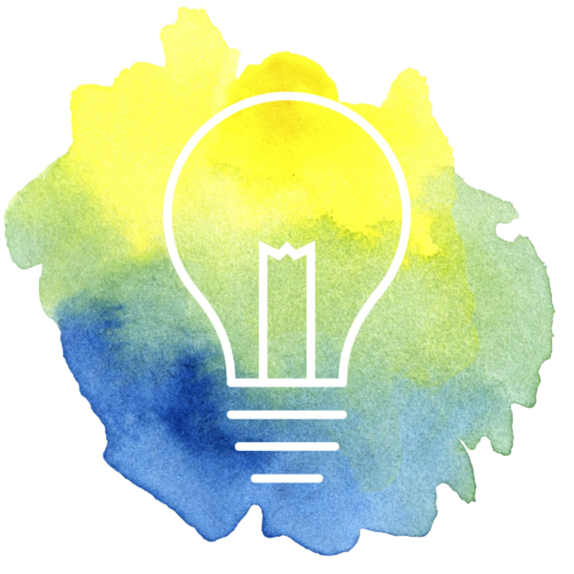 Lightbulb icon against watercolour background