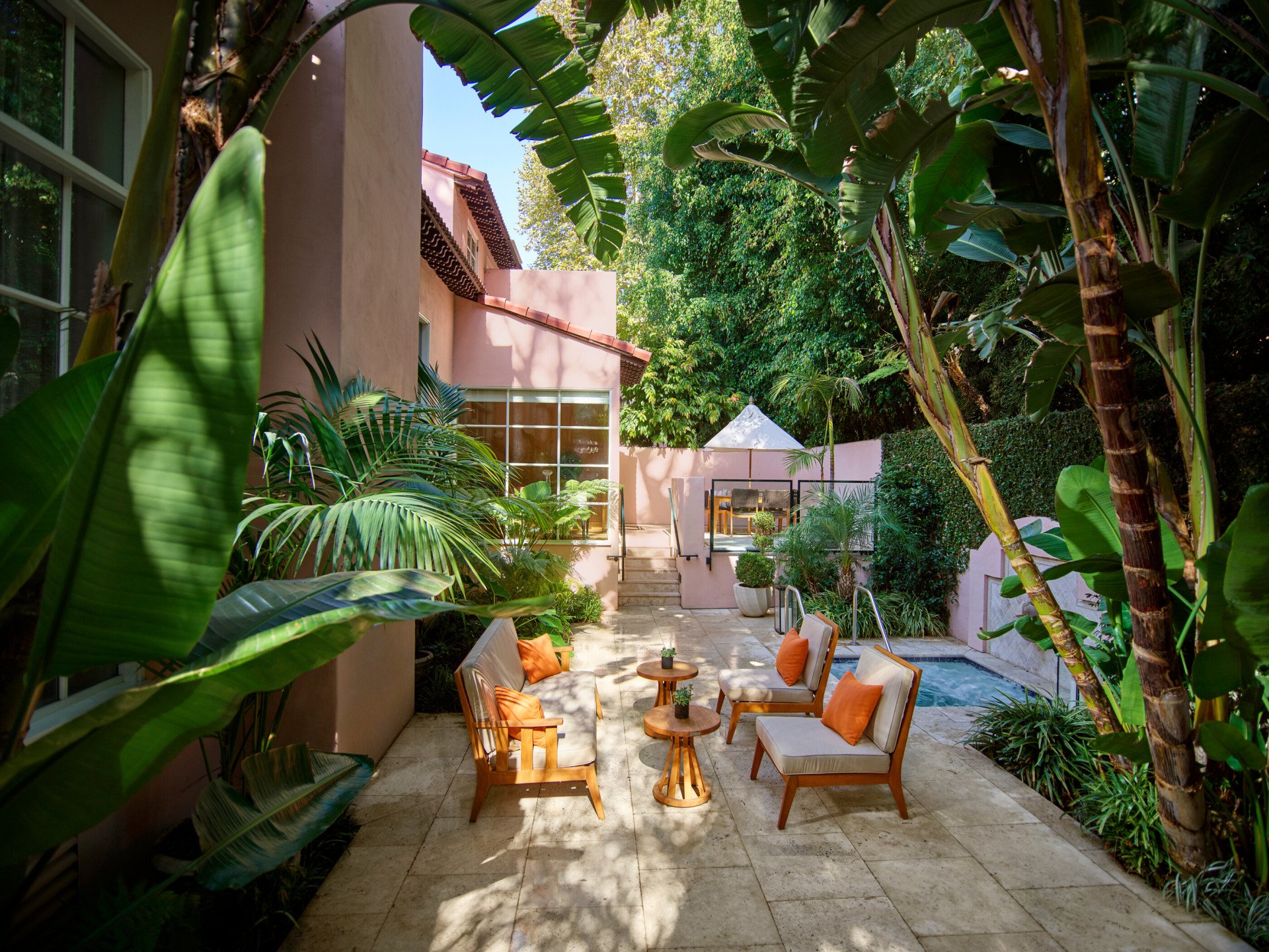 Private back patio of Presidential Suite with jacuzzi 