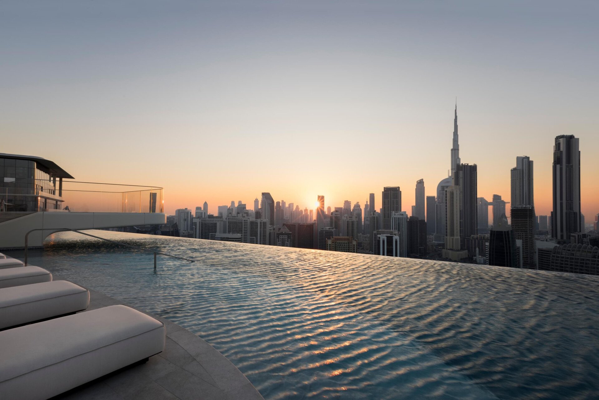 High Society, pool details with view at The Lana - Dorchester Collection