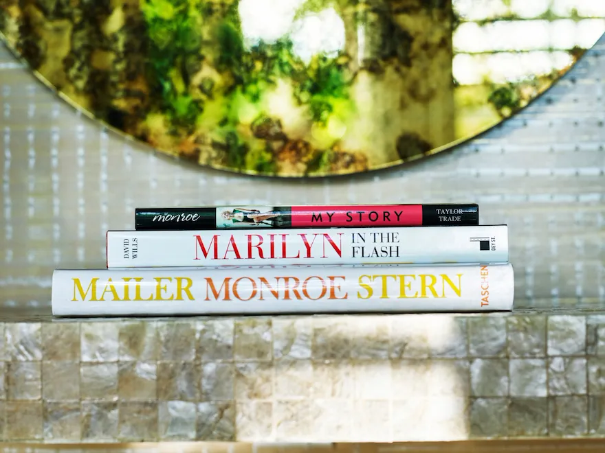 Marilyn Monroe books in Bungalow 1A at The Beverly Hills Hotel, Los Angeles