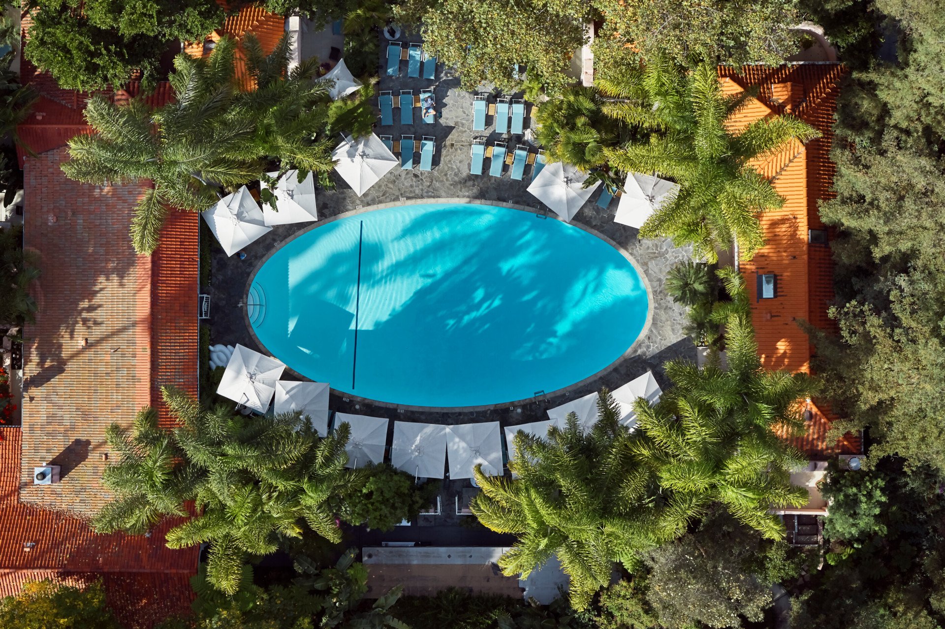 Aerial view of main pool area at Hotel Bel-Air