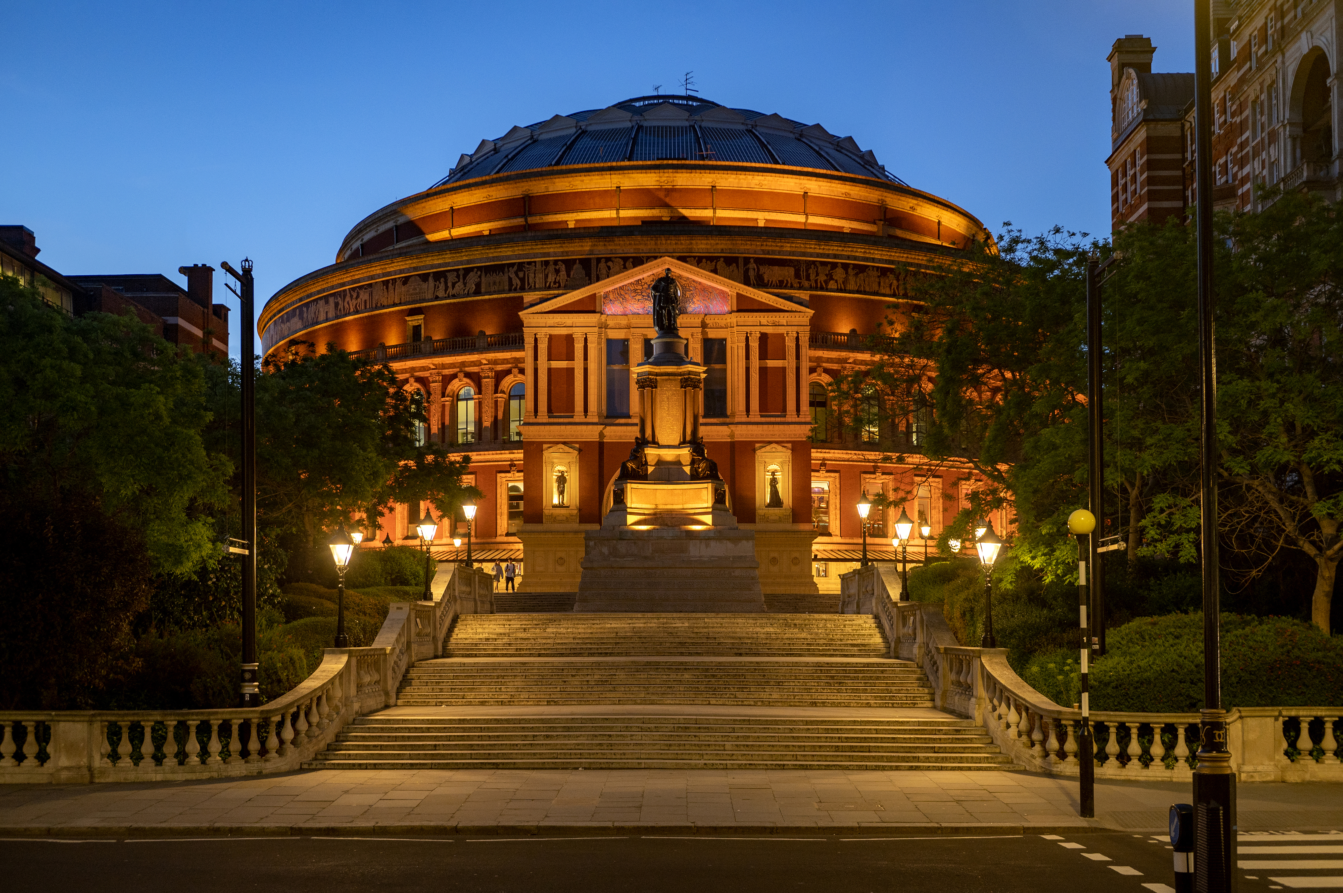 Exterior view of the Royal Albert Hall, a landmark concert venue near Dorchester Collection hotels in London