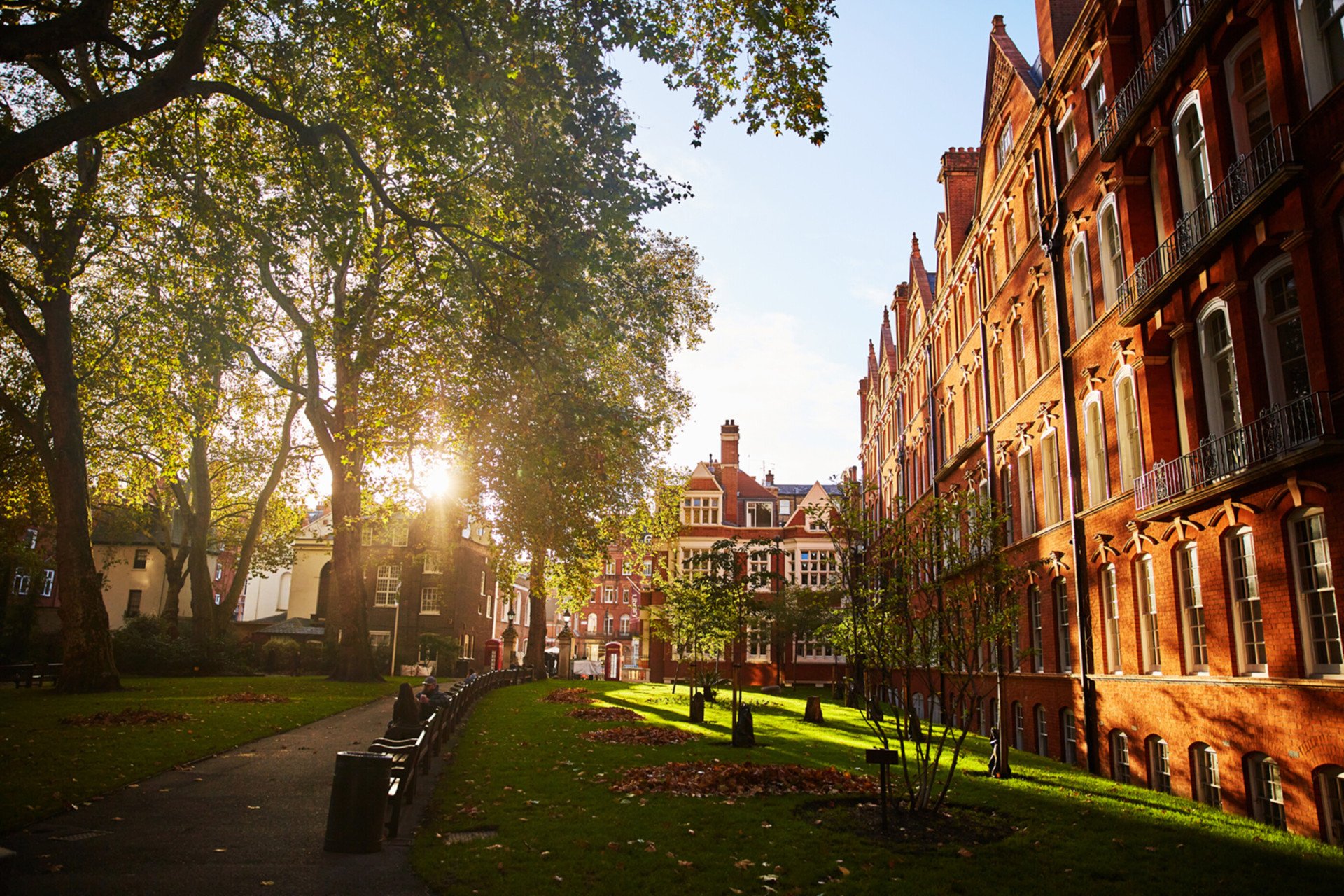 Sunny Mount Street Gardens in Autumn, London 