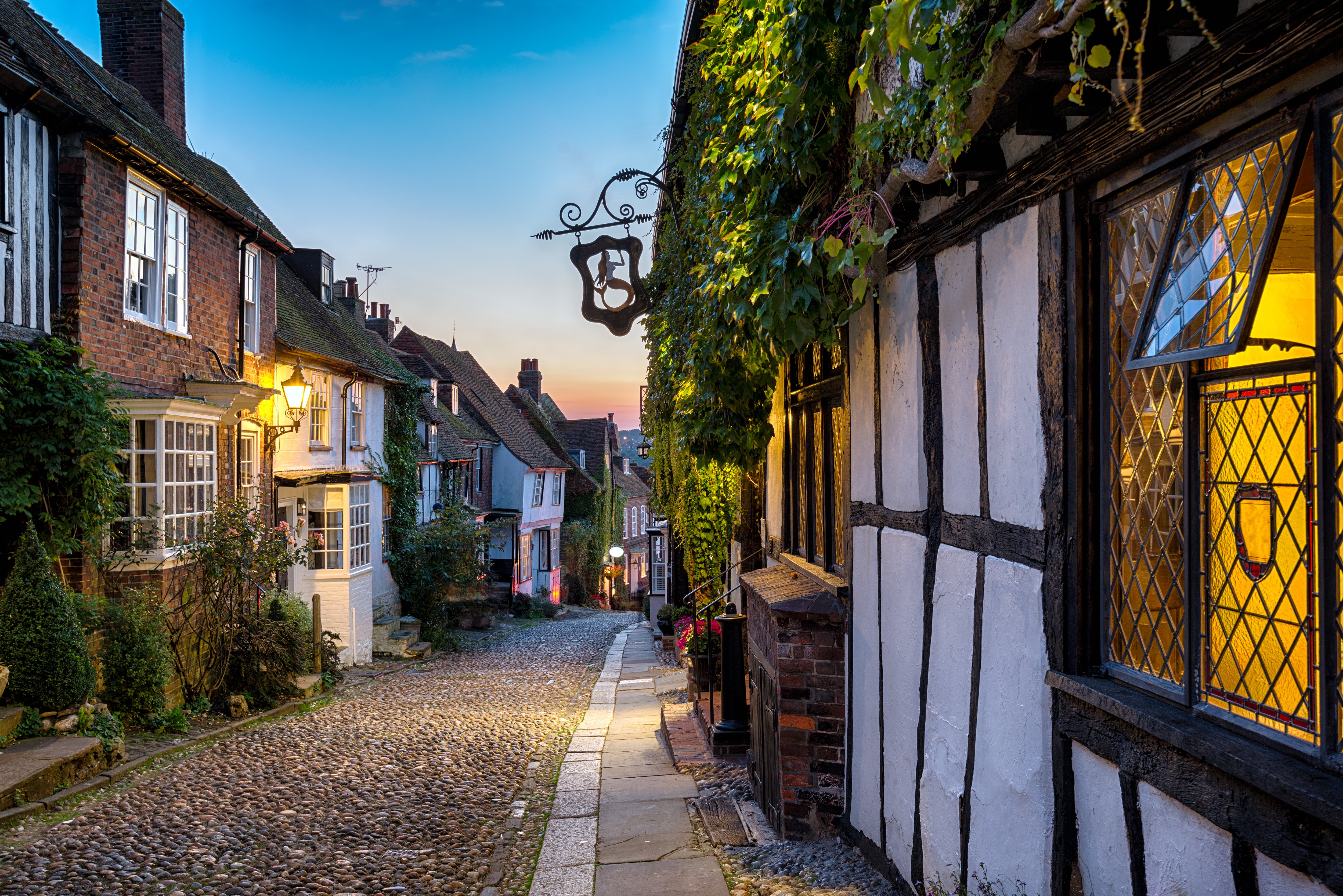 Charming Houses in Beautiful, Cobbled Mermaid Street, Rye, England