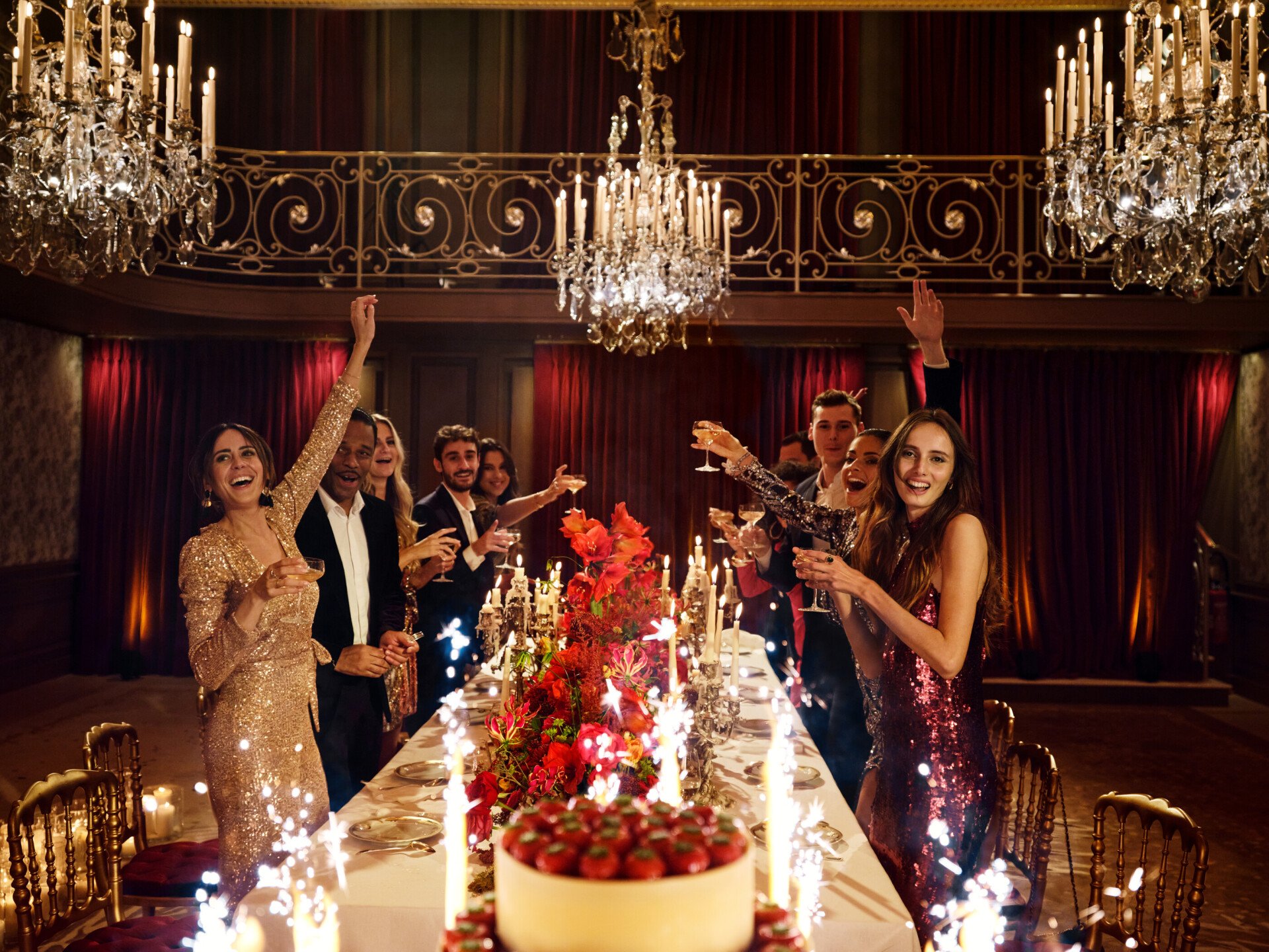 Dinner with girls in Le Salon Haute Couture, at Hôtel Plaza Athénée, Paris - Dorchester Collection.
