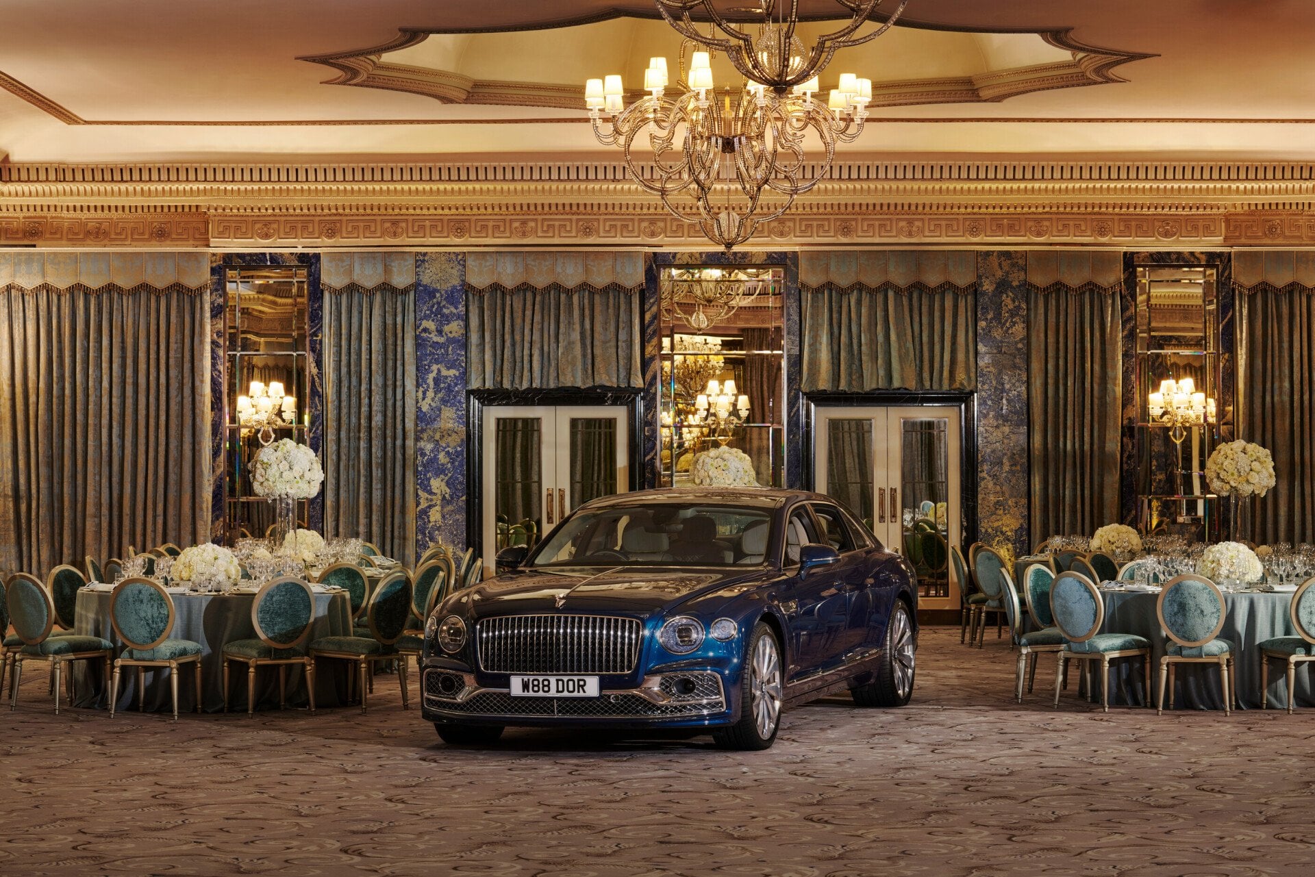 The Dorchester Ballroom set up for a beautiful evening event