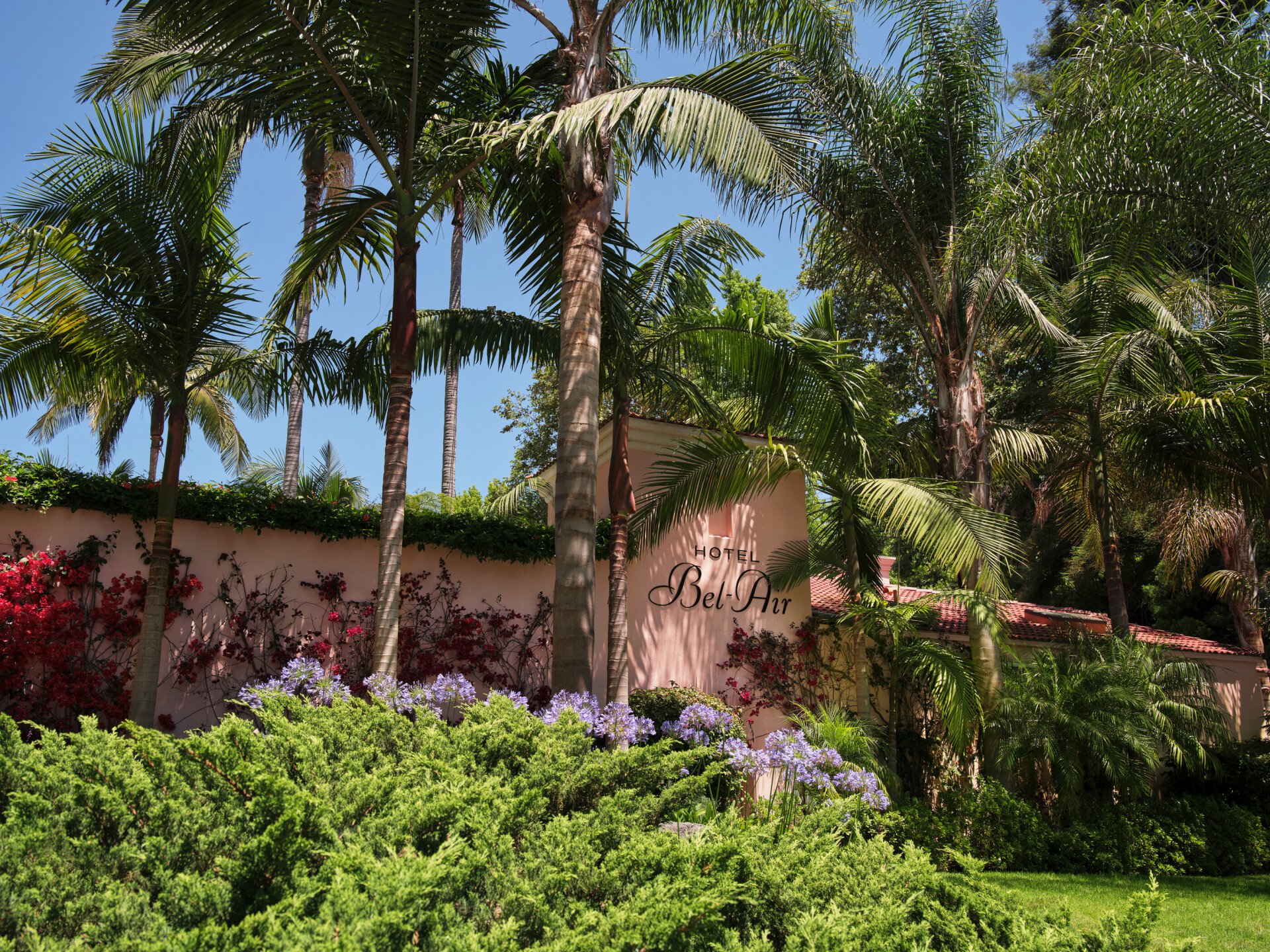 Exterior signage at Hotel Bel-Air, Los Angeles