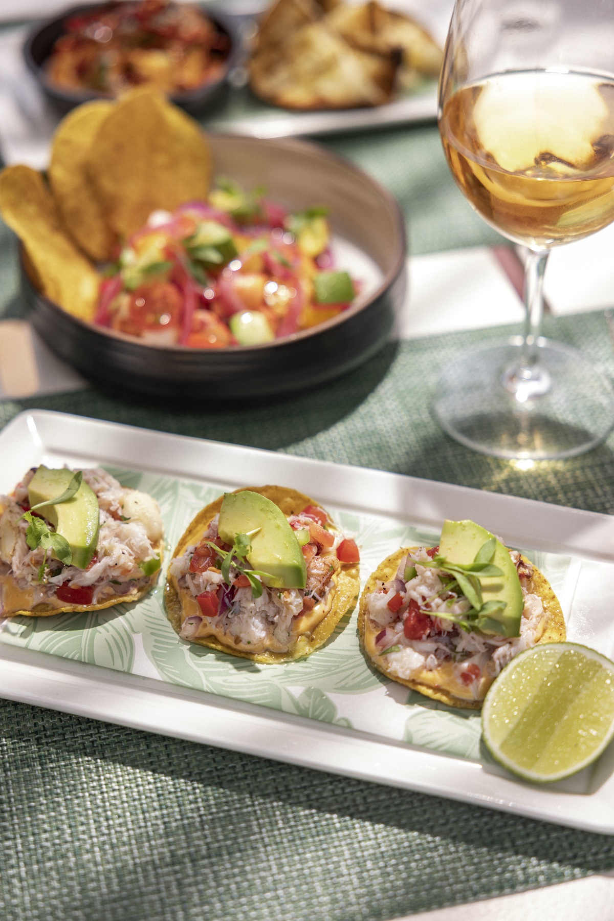 Artisan tacos served poolside at Cabana Cafe