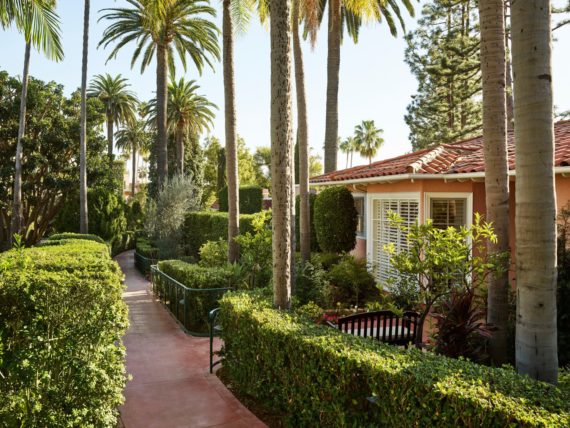 Bungalow 9A exterior path at The Beverly Hills Hotel, Los Angeles