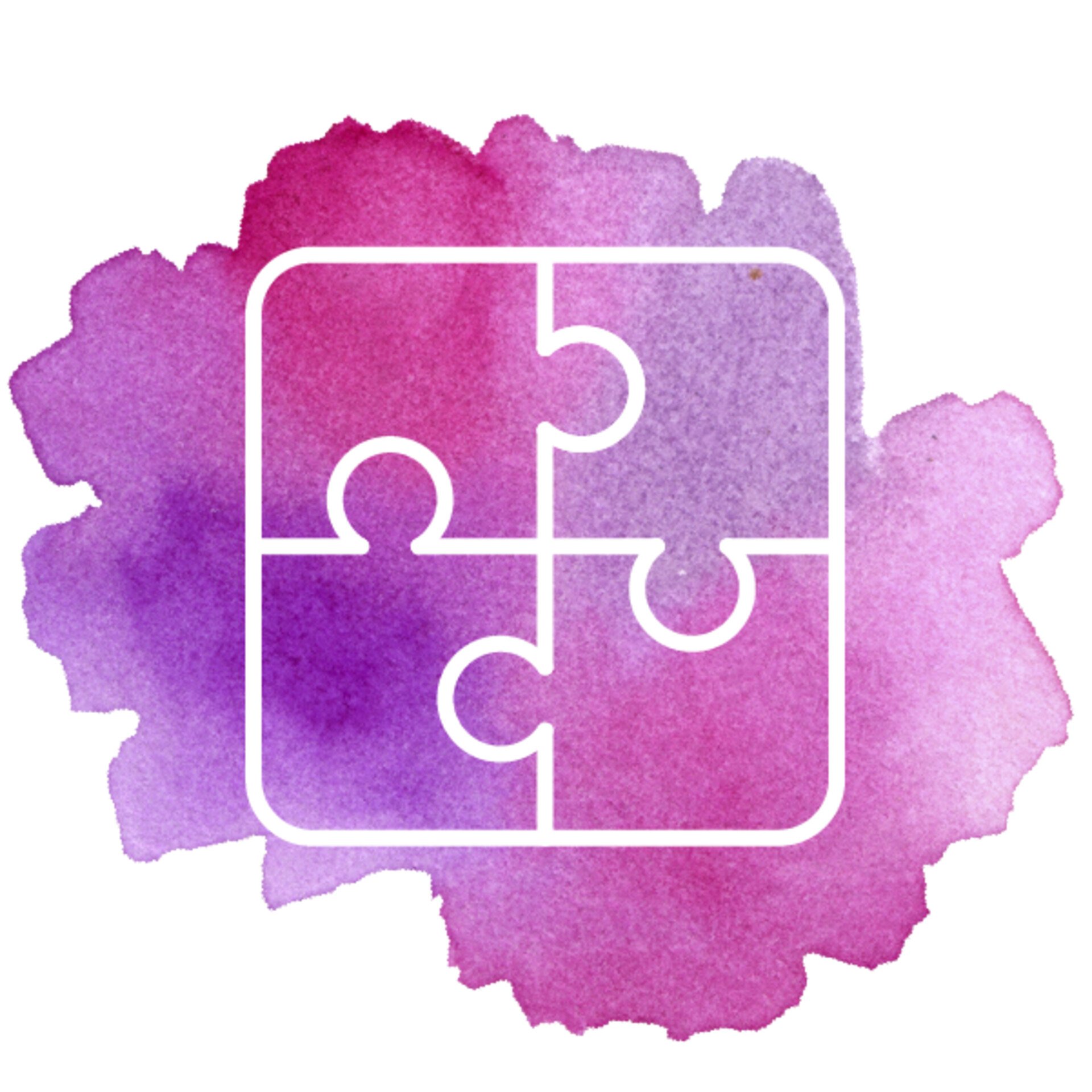 Puzzle icon against watercolour background
