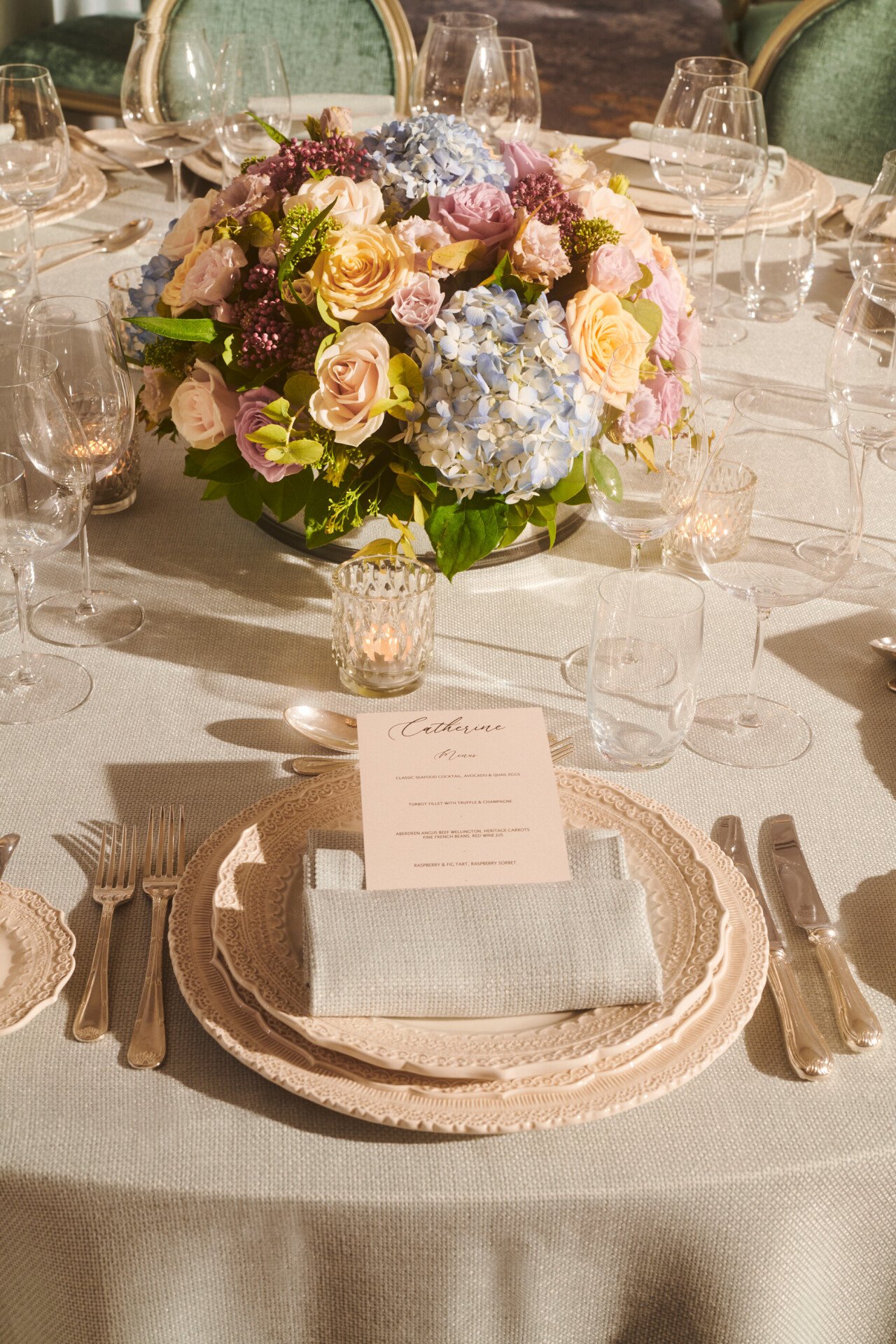 The Orchid set up for a stylish private dinner
