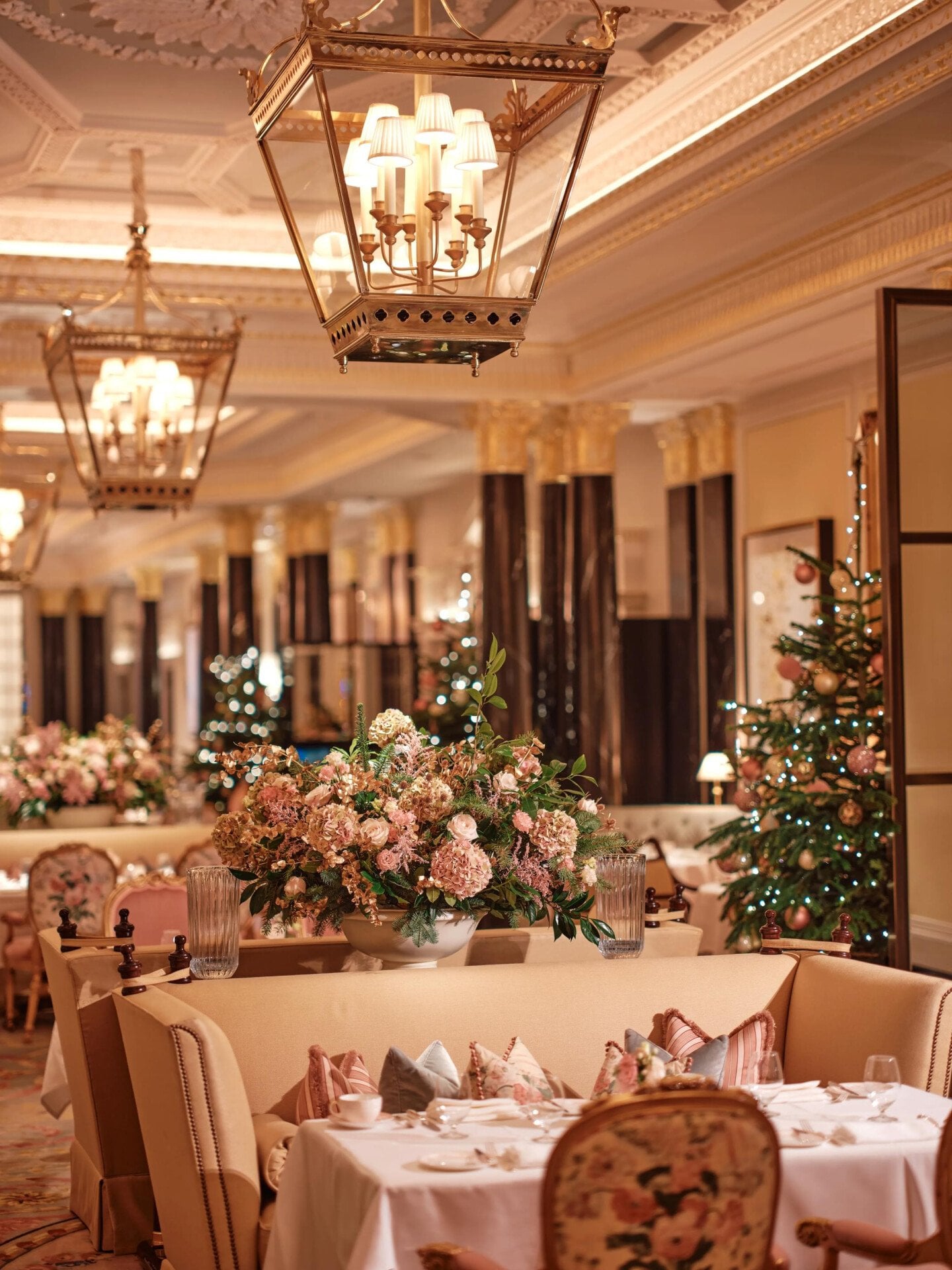 Images showing the Christmas decorations at The Dorchester