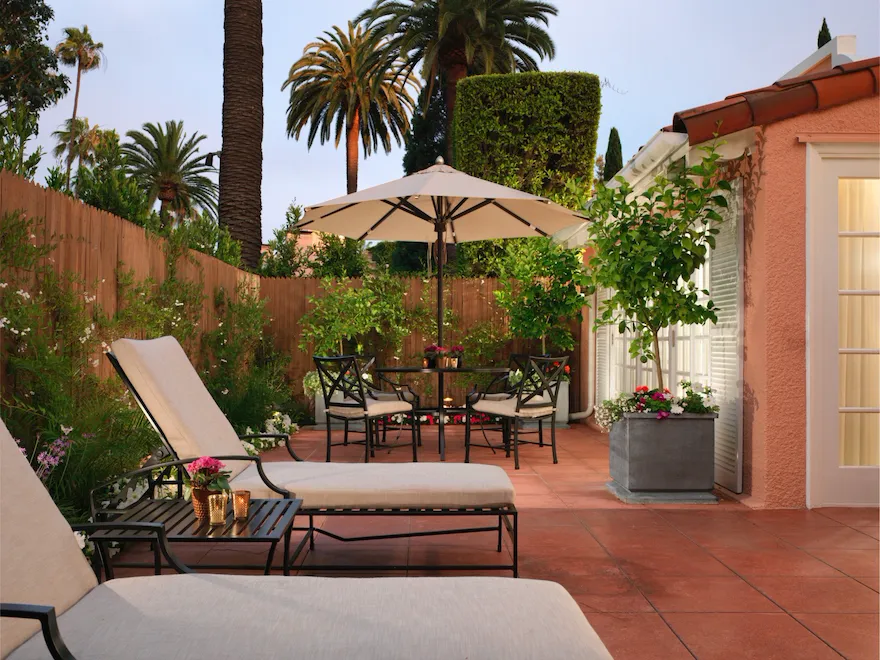 Bungalow 8A Patio and Dining Area at The Beverly Hills Hotel, Los Angeles