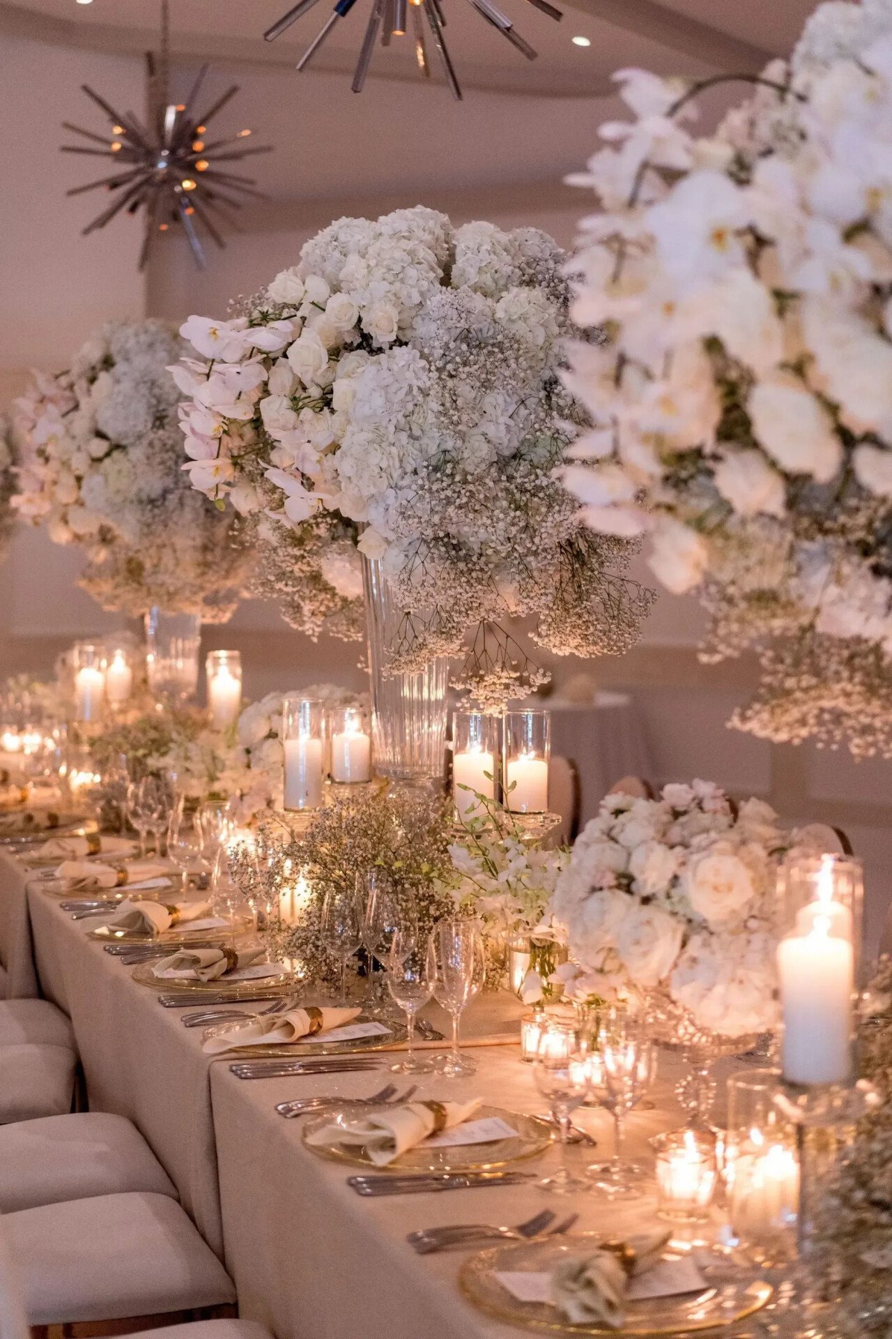 Garden ballroom wedding table décor