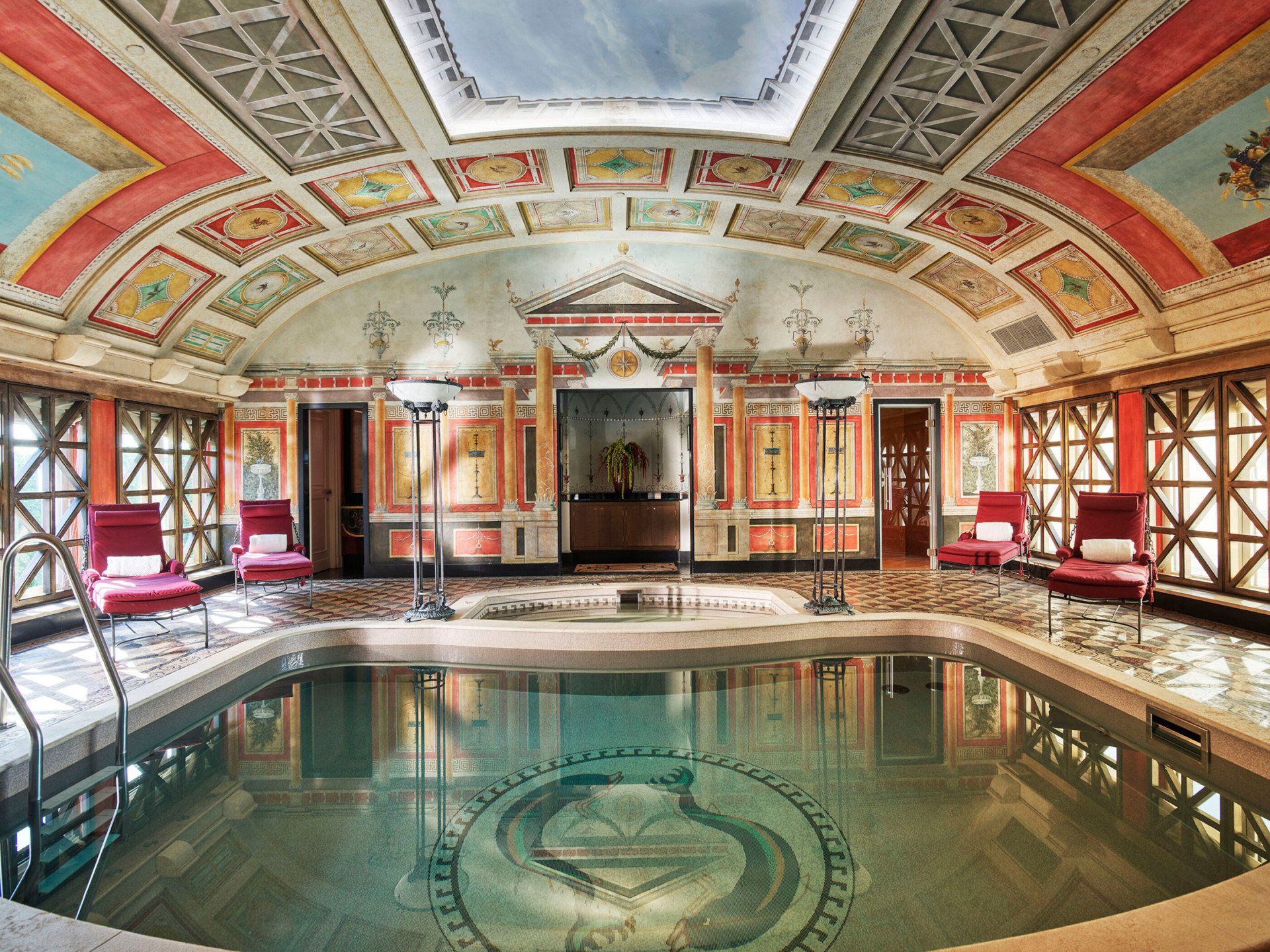 Presidential Suite private swimming pool, sauna and Turkish bath set in an opulent, hand-painted and mosaic tiled lounge