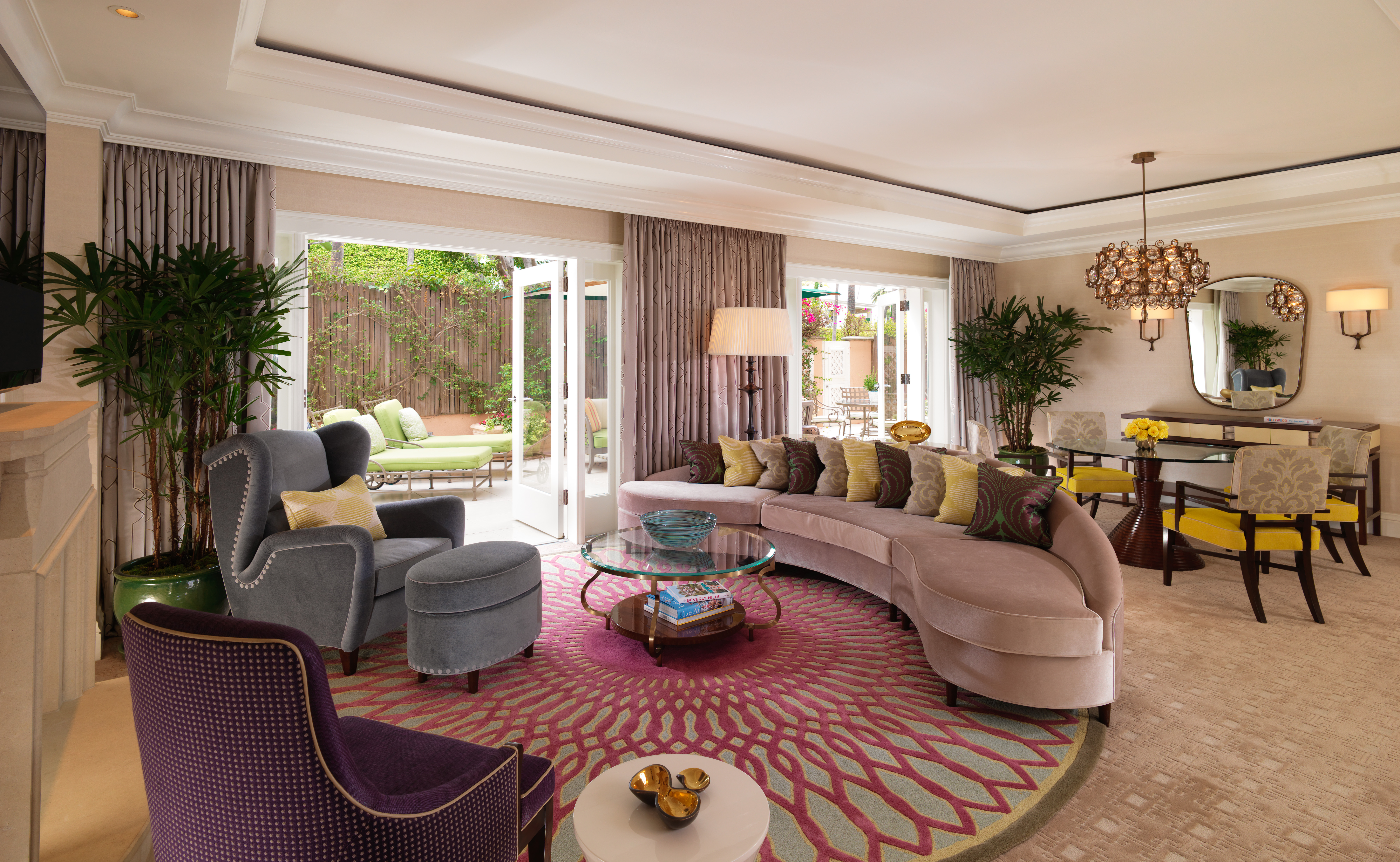 The Beverly Hills Hotel Grand Deluxe Suite Living Room Dorchester Collection