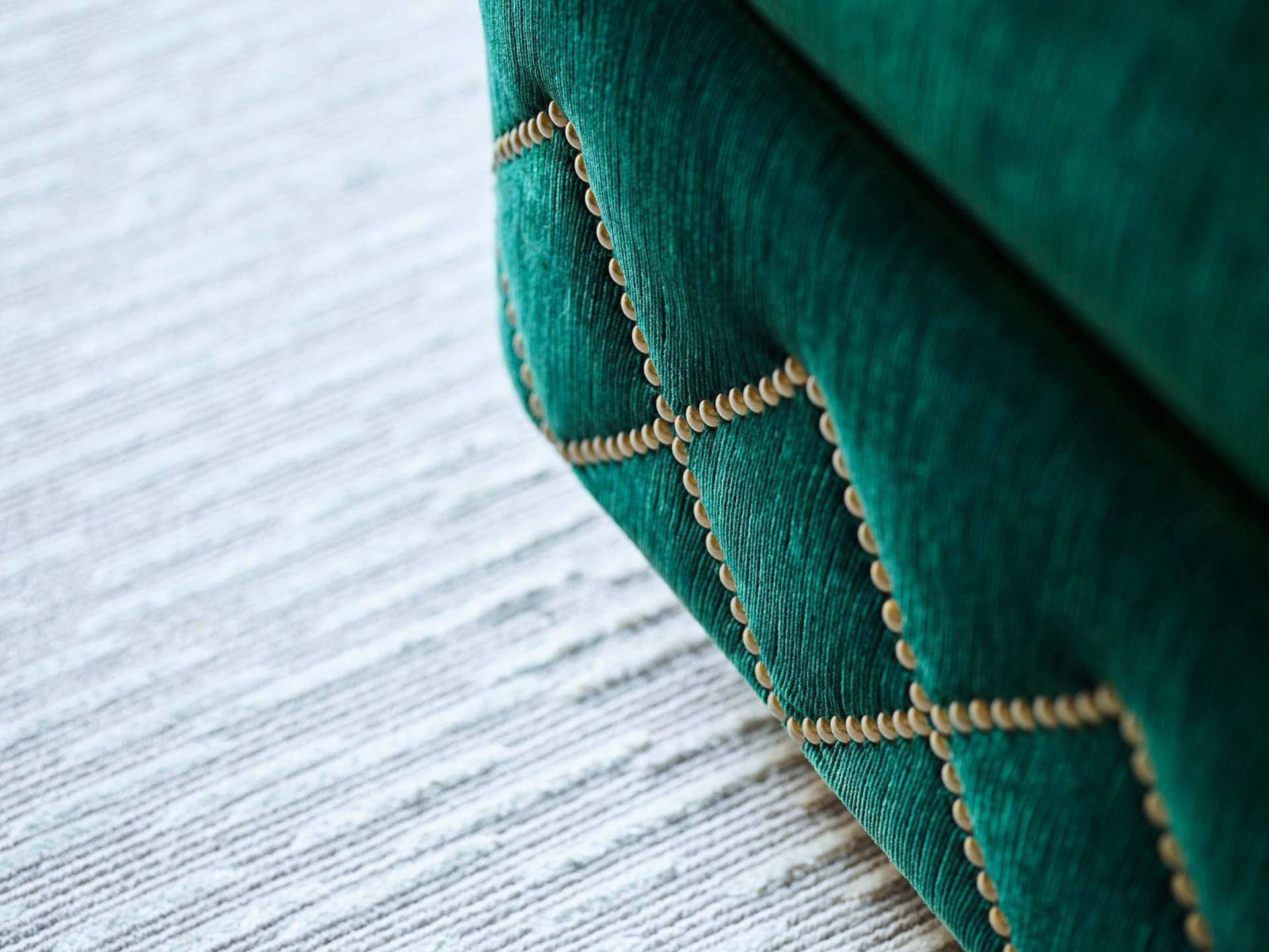 Details of chair and carpet in bungalow at The Beverly HIills Hotel 