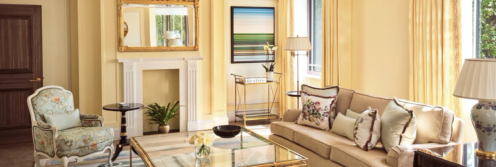 An elegantly designed living space in warm, cream tones