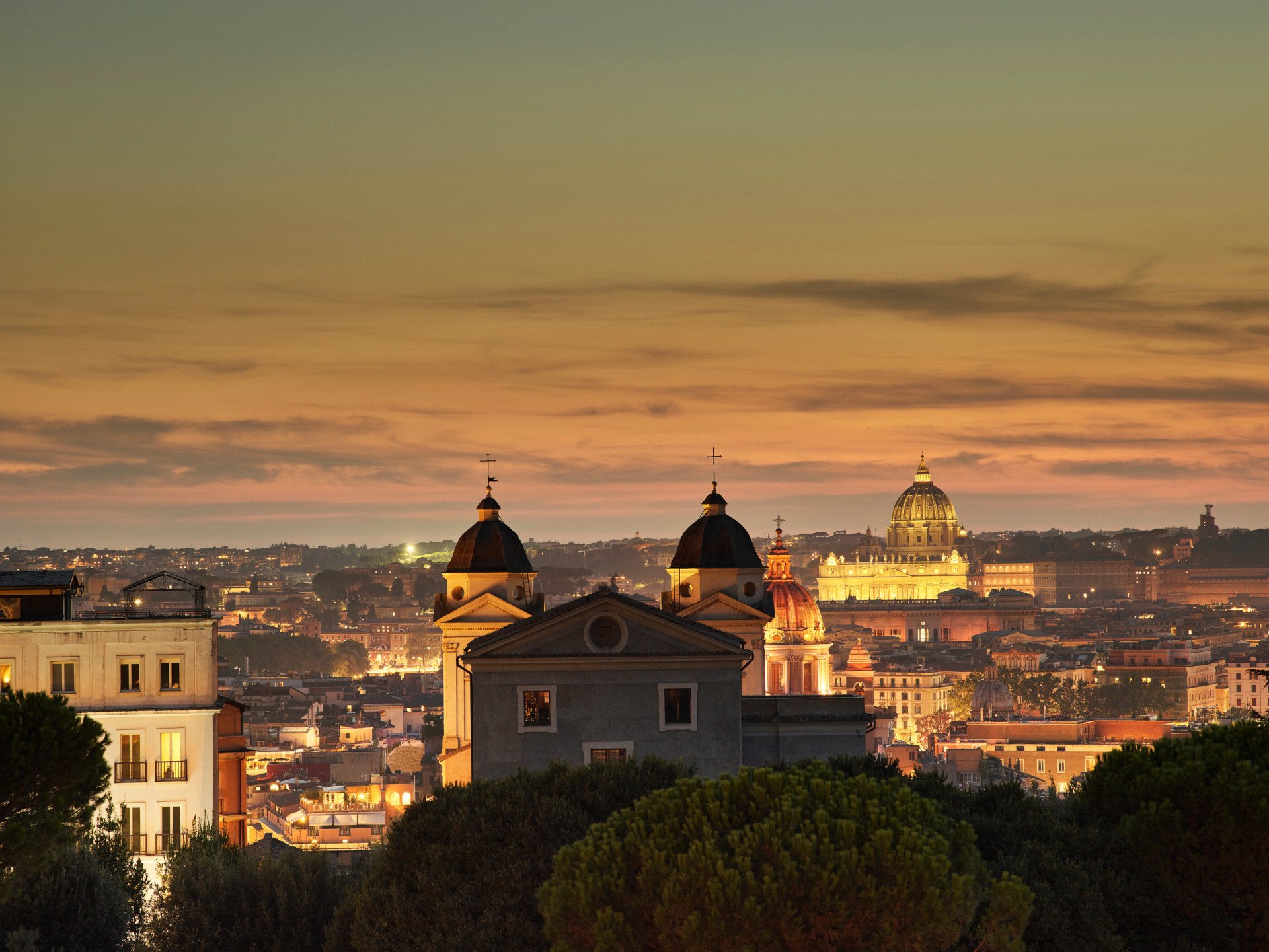 Sunset view of Rome