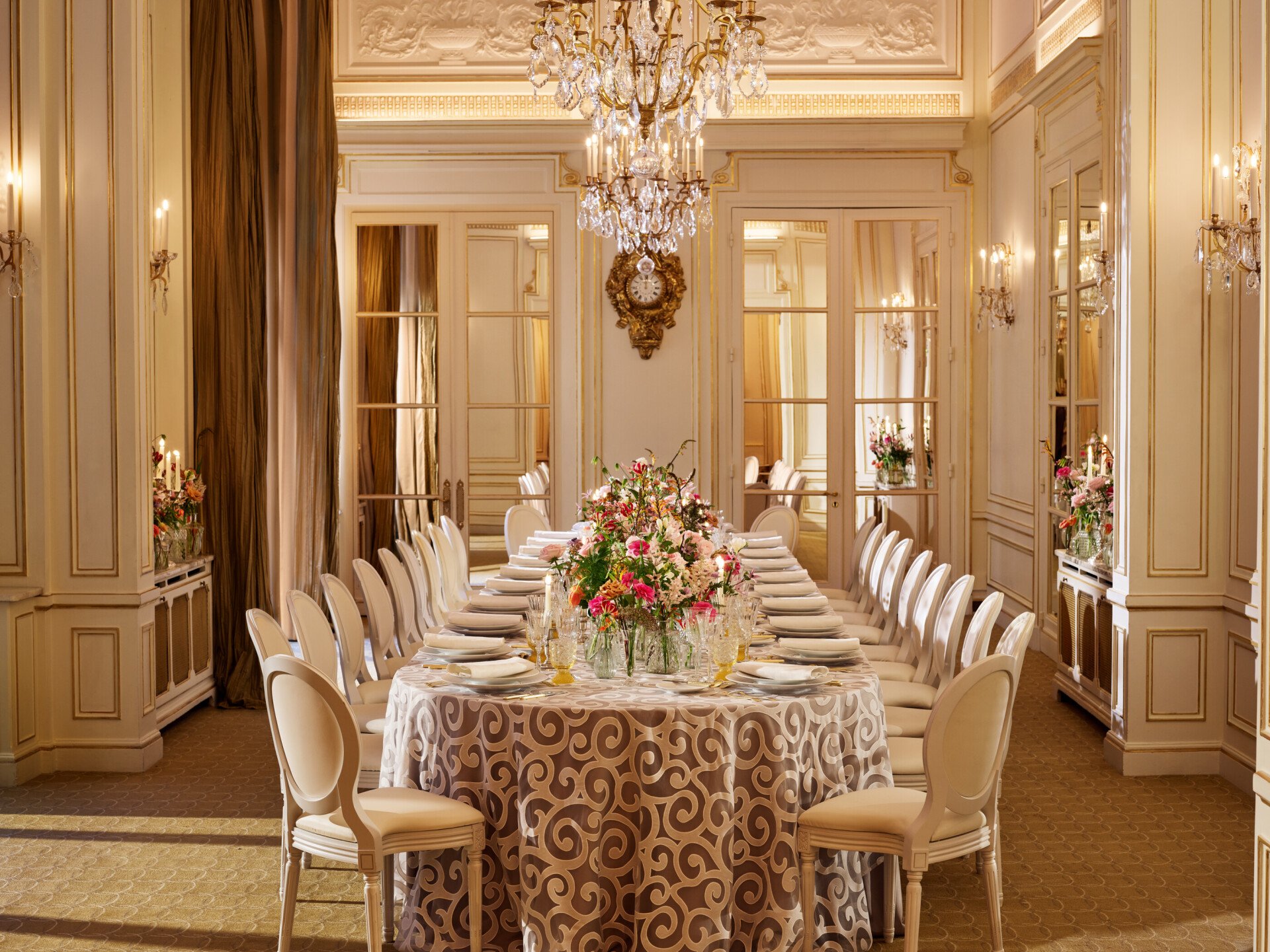 Table with all details captured  at Le Salon Organza, Hôtel Plaza Athénée, Paris - Dorchester Collection.