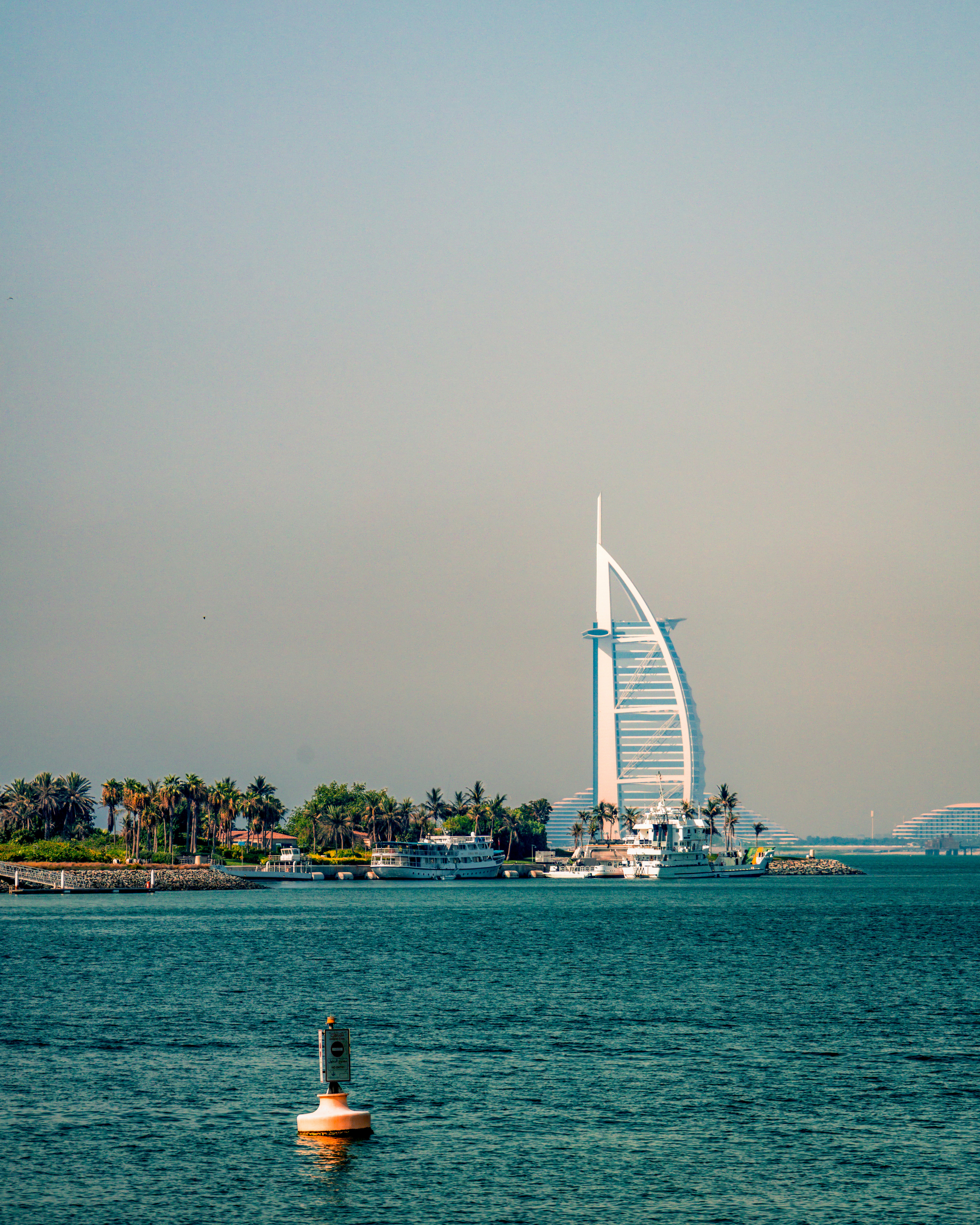 Burj al arab hotel stands on the arabian gulf