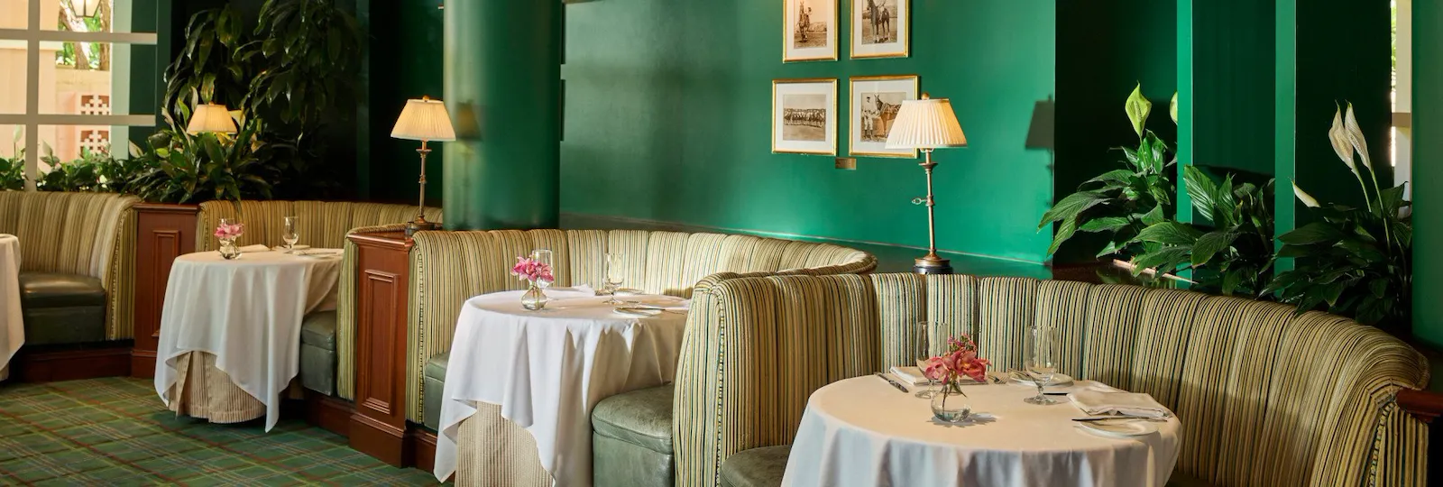 Booths in the Polo Lounge at The Beverly Hills Hotel