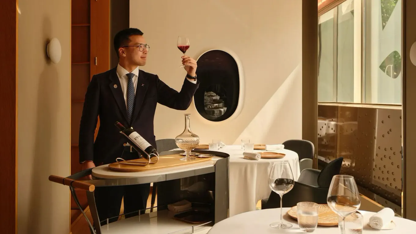 Alain Ducasse at The Dorchester wine service
