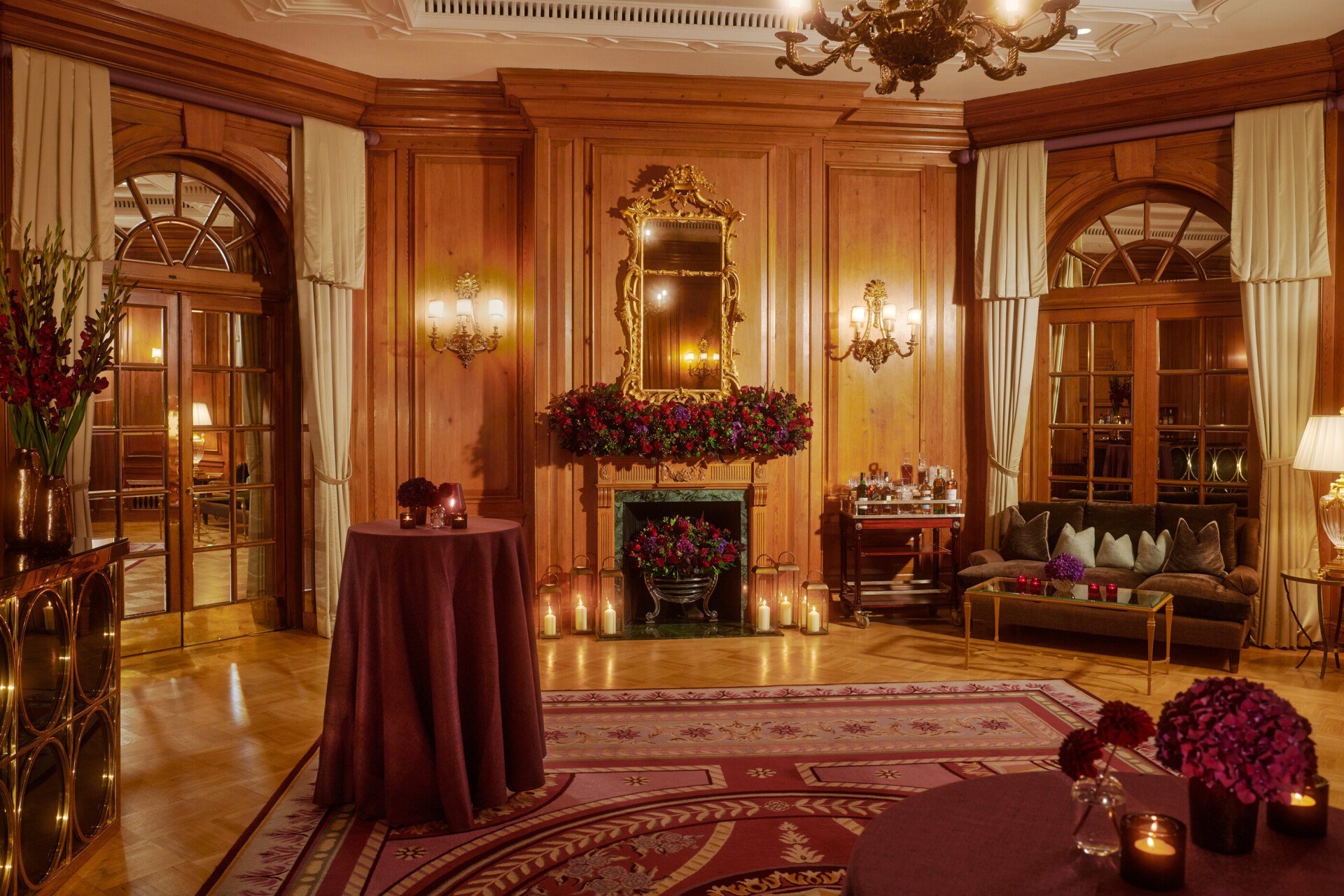 The Holford Room Event space at The Dorchester set up for cocktail reception