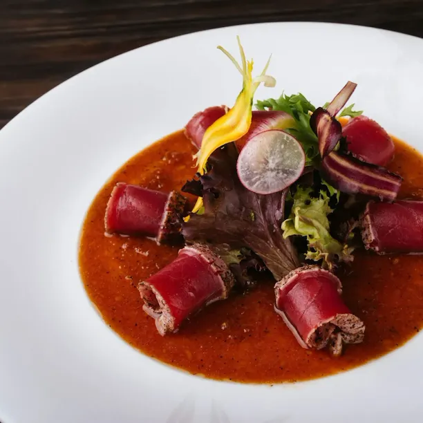 Colorful sashimi dish at Matsuhisa flagship location
