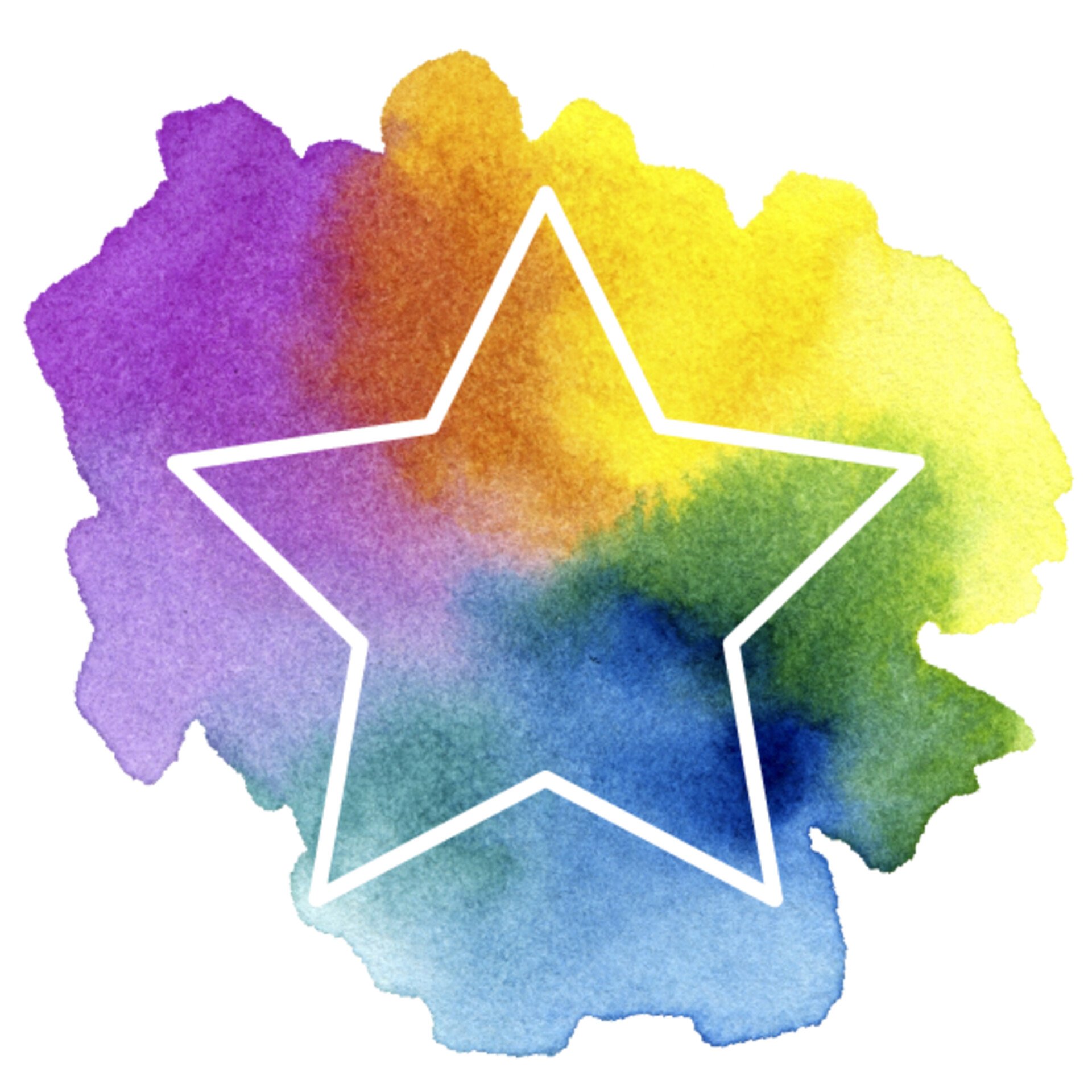 Star icon against watercolour background