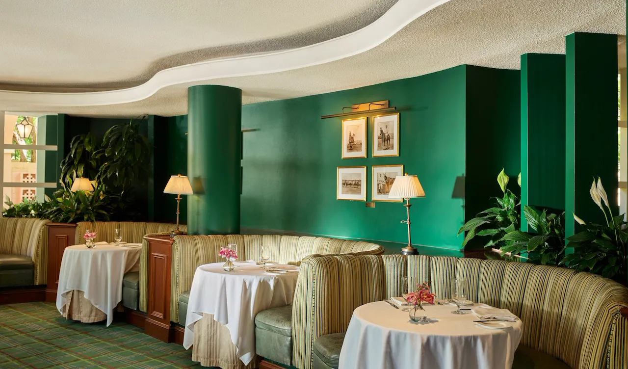 Booths in the Polo Lounge at The Beverly Hills Hotel