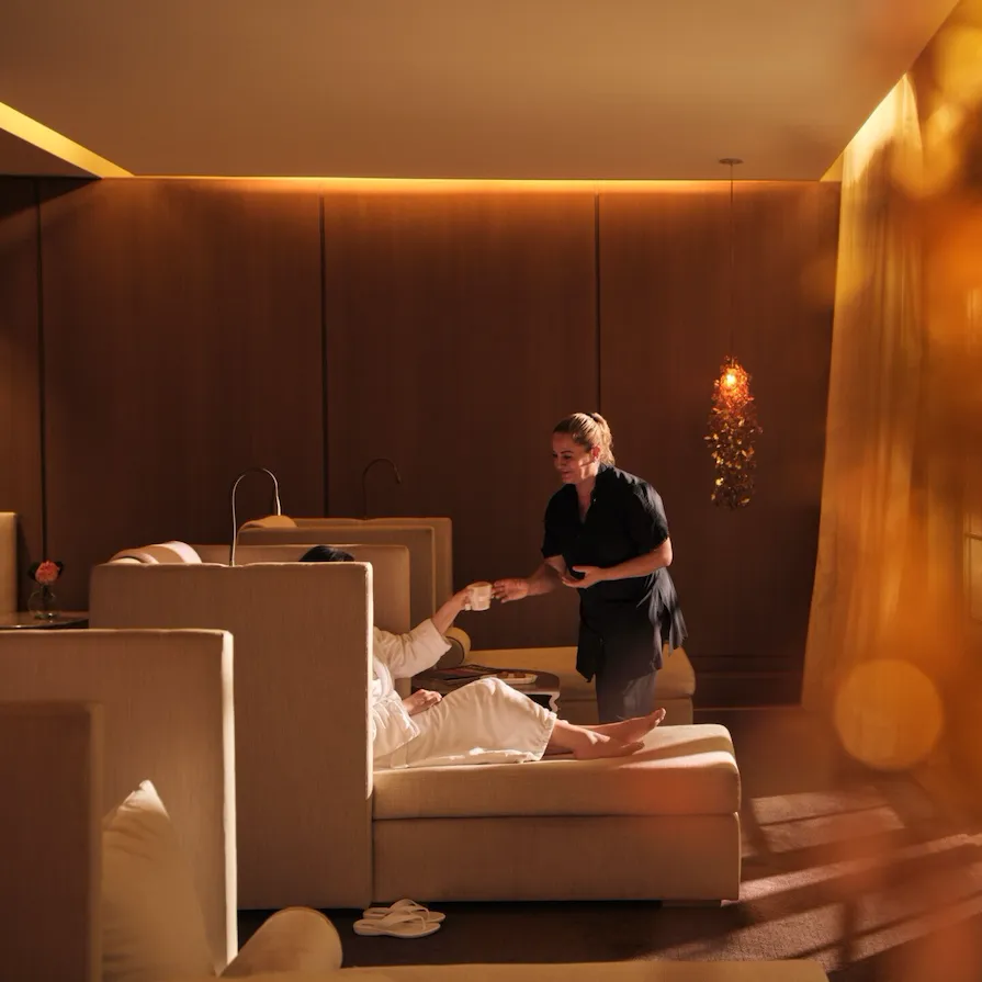 relaxation room moment with spa therapist