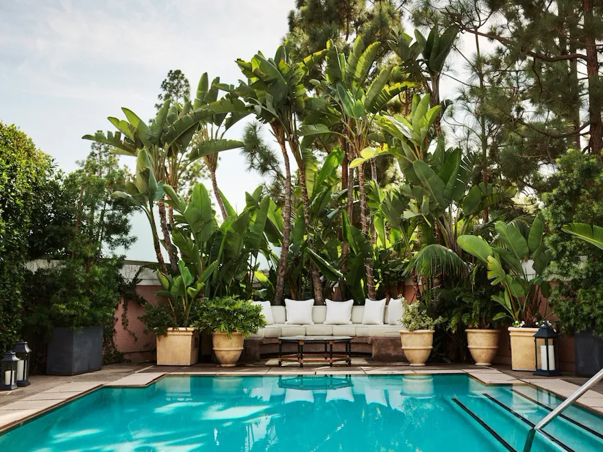 outdoor pool in presidential bungalow 23A at The Beverly Hills Hotel