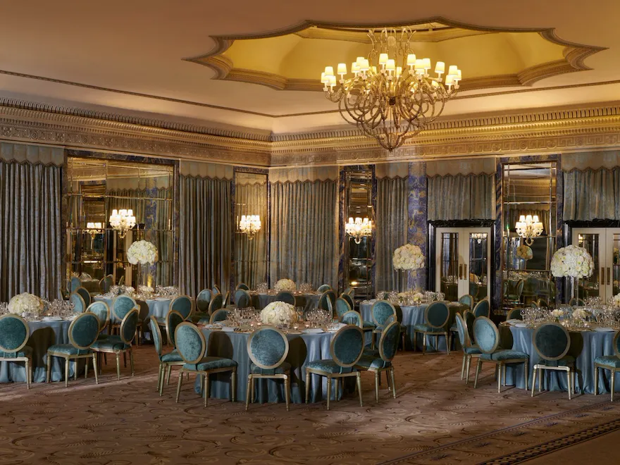 The Dorchester Ballroom set up for a beautiful evening event